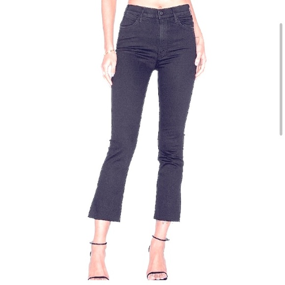 MOTHER Hustler Ankle Fray Black Denim Jeans Not Guilty Wash Size 25
